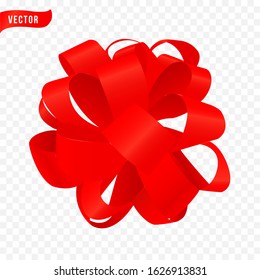 Vector ribbon bow on a transparent background. For gift boxes, surprises and wedding decorations.