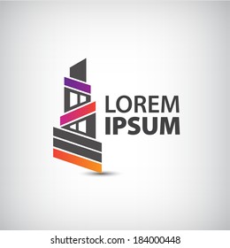 vector ribbon building construction icon, house logo isolated