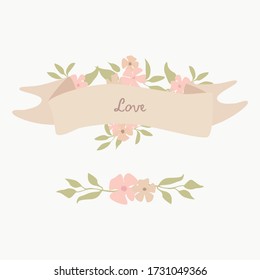 Vector ribbon with flowers for your beautiful logo.