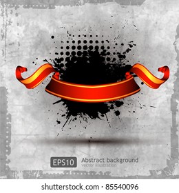 Vector Ribbon Grunge Background with an inky dribble strip, vector illustration
