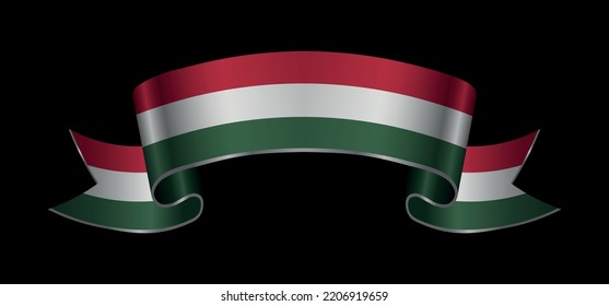 Vector ribbon with Hungary flag.