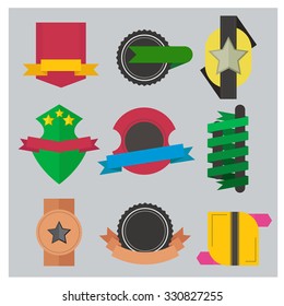 Vector ribbon icons logo on Gray background