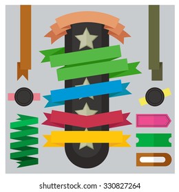 Vector ribbon icons logo on Gray background