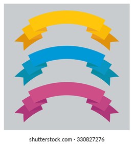 Vector ribbon icons on Gray background