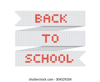 Vector Ribbon With The Inscription Back To School In Constructor Style.