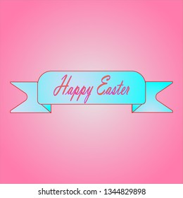 vector ribbon with the inscription on a pink background, easter day