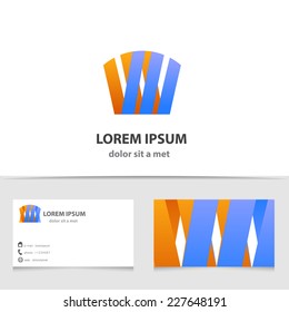 Vector ribbon logo. Creative template business card with lines