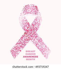 Vector ribbon made of small dots - breast cancer awareness month symbol