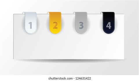 Vector ribbon marks for your business. Paper, gold, silver and black velvet version.