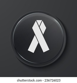 Vector ribbon modern black glass circle icon. Eps10