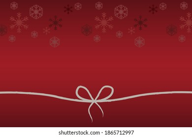 Vector of ribbon on red gradient background and snowflakes, the theme of Christmas