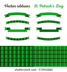 Vector ribbon and pattern in the style of St. Patrick's Day.