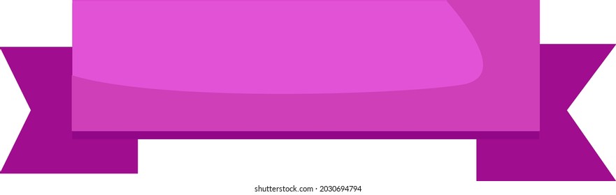 Vector ribbon, with right angles, bright purple color. Ribbon elements on a white background.