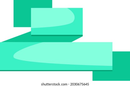 Vector ribbon, with right angles, green color. Ribbon elements on a white background.