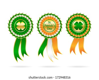 vector ribbon rosette in Irish colors for St. Patrick's Day design