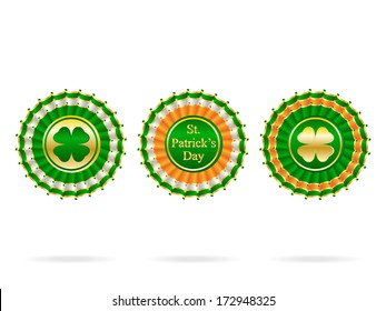 vector ribbon rosette in Irish colors for St. Patrick's Day design