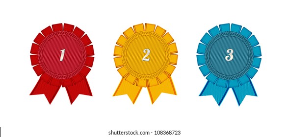 Vector ribbon rosettes - first, second and third rank