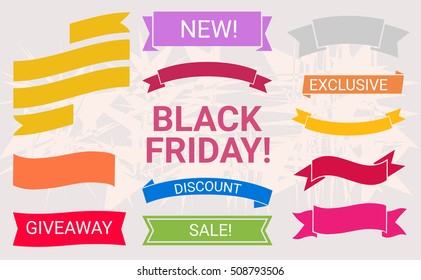 Vector ribbon set/ black friday sales