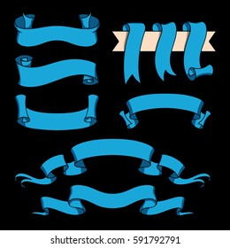 Vector ribbon set. Celebration stickers and decorations. Label, bookmarks collection.