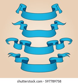 Vector ribbon set. Celebration stickers and decorations. Label, bookmarks collection.