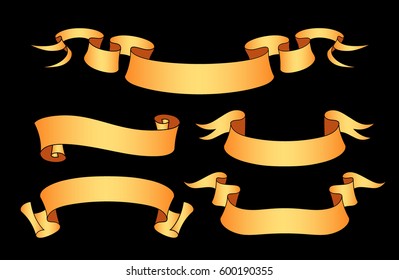 Vector ribbon set. Celebration stickers and decorations. Label, bookmarks collection.