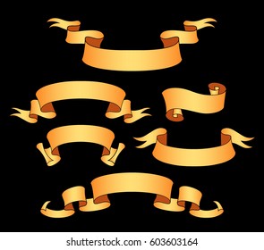 Vector ribbon set. Celebration stickers and decorations. Label, bookmarks collection.