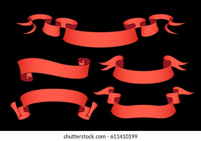 Vector ribbon set. Celebration stickers and decorations. Label, bookmarks collection.