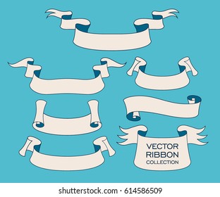 Vector ribbon set. Celebration stickers and decorations. Label, bookmarks collection.
