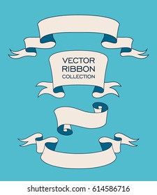 Vector ribbon set. Celebration stickers and decorations. Label, bookmarks collection.