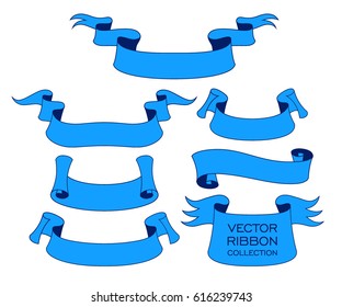 Vector ribbon set. Celebration stickers and decorations. Label, bookmarks collection.