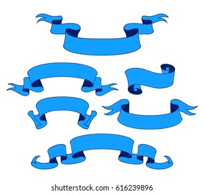 Vector ribbon set. Celebration stickers and decorations. Label, bookmarks collection.
