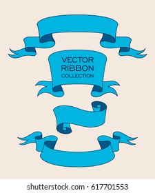 Vector ribbon set. Celebration stickers and decorations. Label, bookmarks collection.