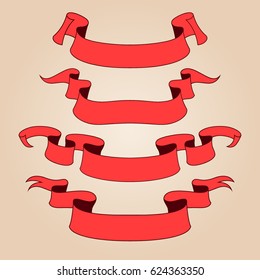 Vector ribbon set. Celebration stickers and decorations. Label, bookmarks collection.