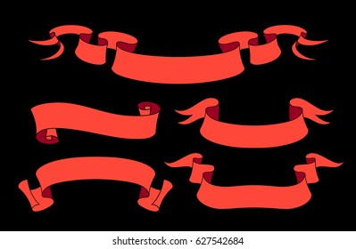 Vector ribbon set. Celebration stickers and decorations. Label, bookmarks collection.