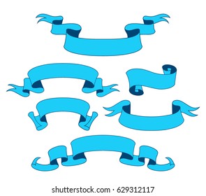 Vector ribbon set. Celebration stickers and decorations. Label, bookmarks collection.