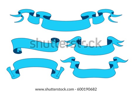 Vector ribbon set. Celebration stickers and decorations. Label, bookmarks collection.