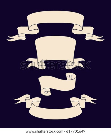 Vector ribbon set. Celebration stickers and decorations. Label, bookmarks collection.