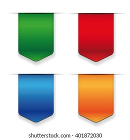 Vector Ribbon set - red, blue, green, orange