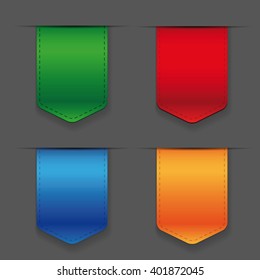 Vector Ribbon set - red, blue, green, orange