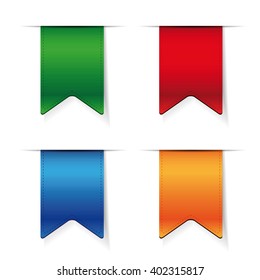 Vector Ribbon set - red, blue, green, orange