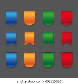 Vector Ribbon set - red, blue, green, orange