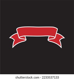 vector ribbon simple red color with black background