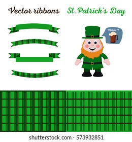 Vector ribbon in the style of St. Patrick's Day. Patrick, pattern.