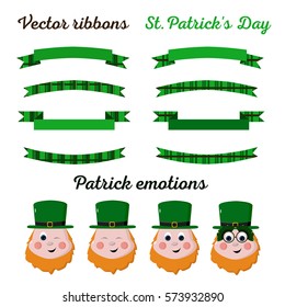 Vector ribbon in the style of St. Patrick's Day. Emotions Patrick.