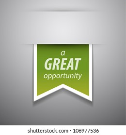 Vector ribbon tag on grey background.