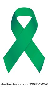 Vector ribbon, tape, band, streamer. Green Ribbon Scoliosis Mental Health And Other Awareness Symbol
