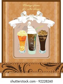 vector ribbon vintage menu. ice blended shake vector. Vector Invitation card
