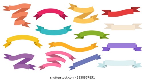 Banner conjunto de cintas vectoras. Elementos de la colección aislados en fondo blanco.