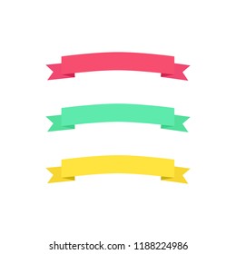 Vector ribbons banners flat isolated on white background, Illustration.