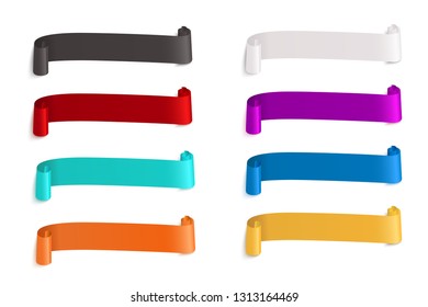 Vector ribbons banners. Illustration set of multicolor tape. Color black and white elements